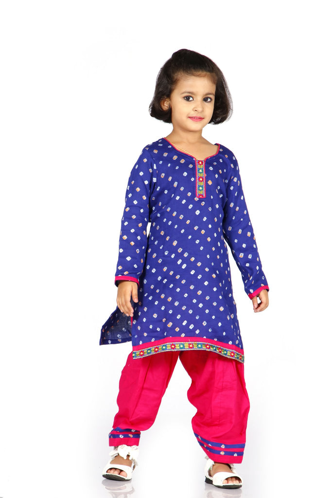 Blue Bandhani Salwar Suit for Girls- Ages 0-16Y