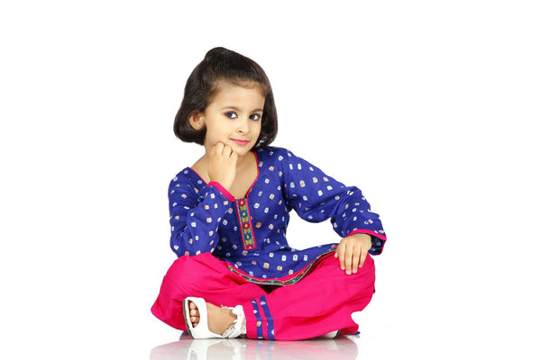 Blue Bandhani Salwar Suit for Girls- Ages 0-16Y