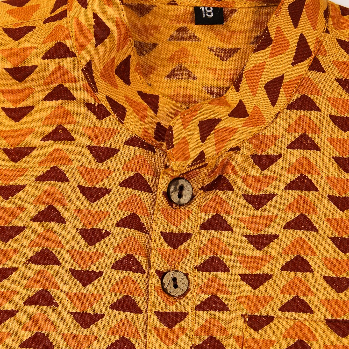Mustard Kurta Pajama for Boys, Ages 0-16 Years, Cotton, Geometric Print