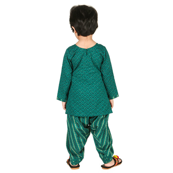 Sea Green Salwar Suit for Girls- Ages 0-16Y - Block Print