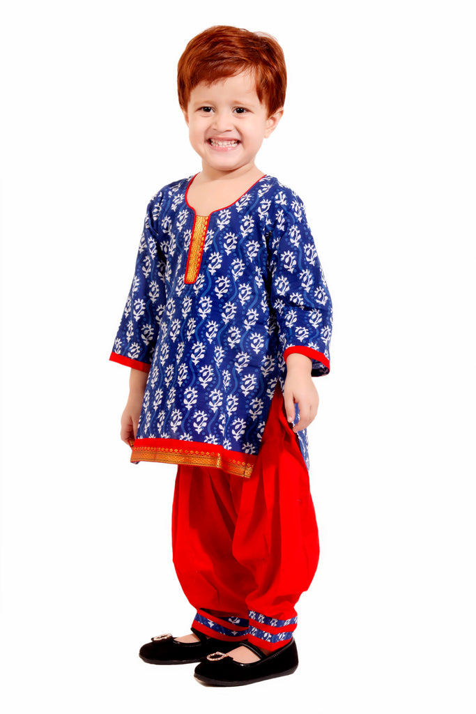 Indigo Salwar Suit for Girls, Ages 6 Months to 16 Years, Cotton, Indigo Print
