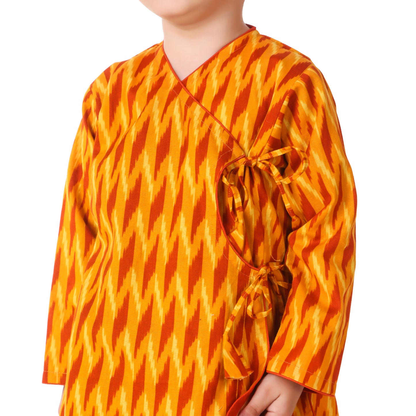 Yellow Dhoti Kurta for Boys, Ages 3 Months-16 Years, Cotton, Ikat Print