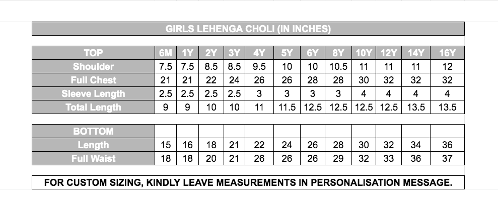 Green Lehenga Choli for Girls - Ages 0-16Y - Kutch Work