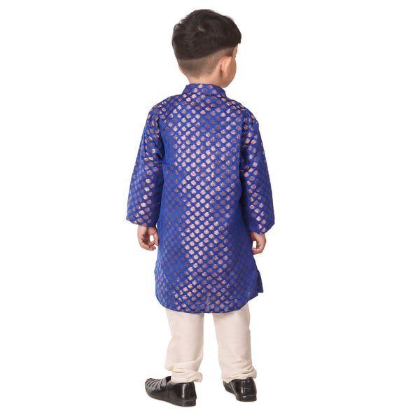 Blue Kurta Pajama for Boys - Ages 0-16Y - Brocade Silk
