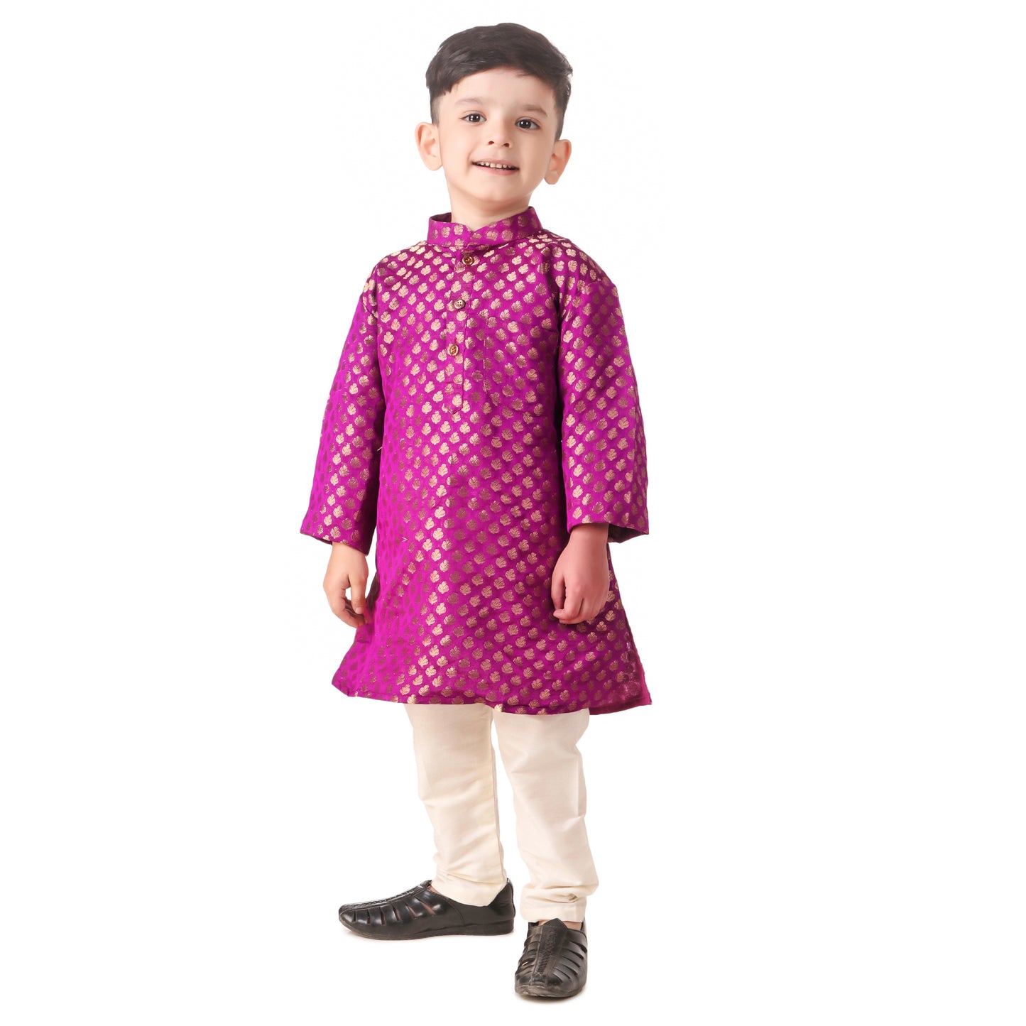 Purple Kurta Pajama for Boys - Ages 0-16Y - Brocade Silk