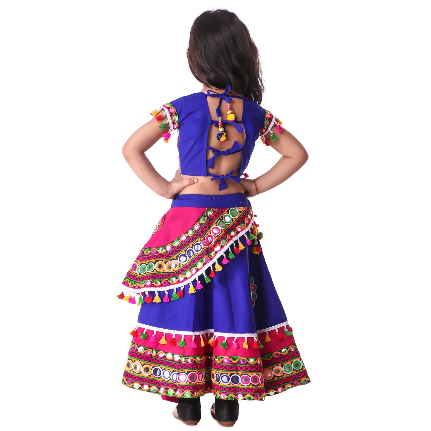 Multicolor Blue and Pink Lehenga Choli for Girls - Ages 0-16Y - Kutch Work
