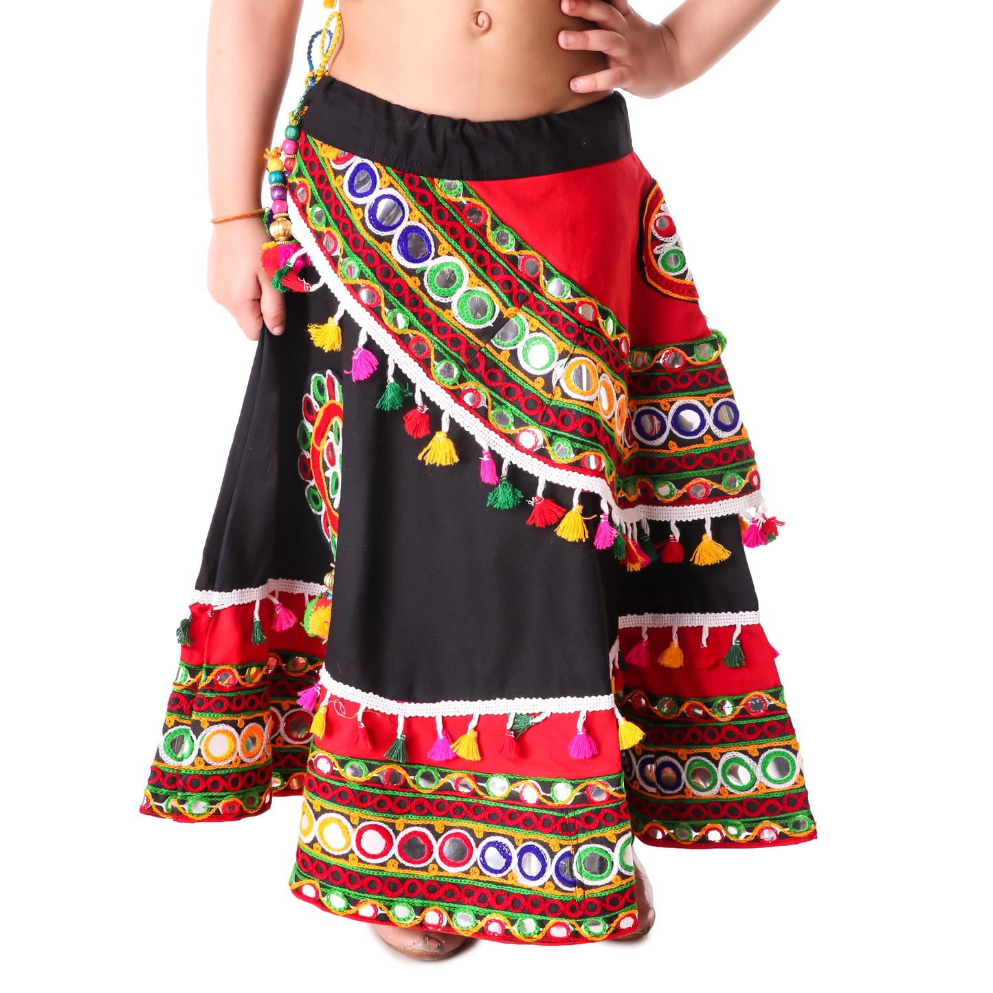 Multicolor Black and Red Lehenga Choli for Girls - Ages 0-16Y - Kutch Work