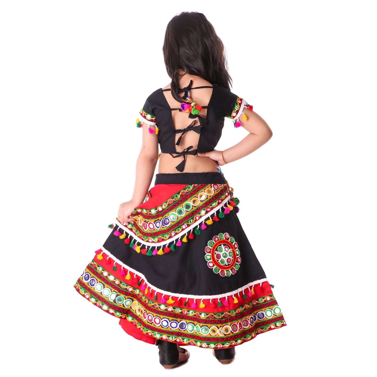 Multicolor Black and Red Lehenga Choli for Girls - Ages 0-16Y - Kutch Work