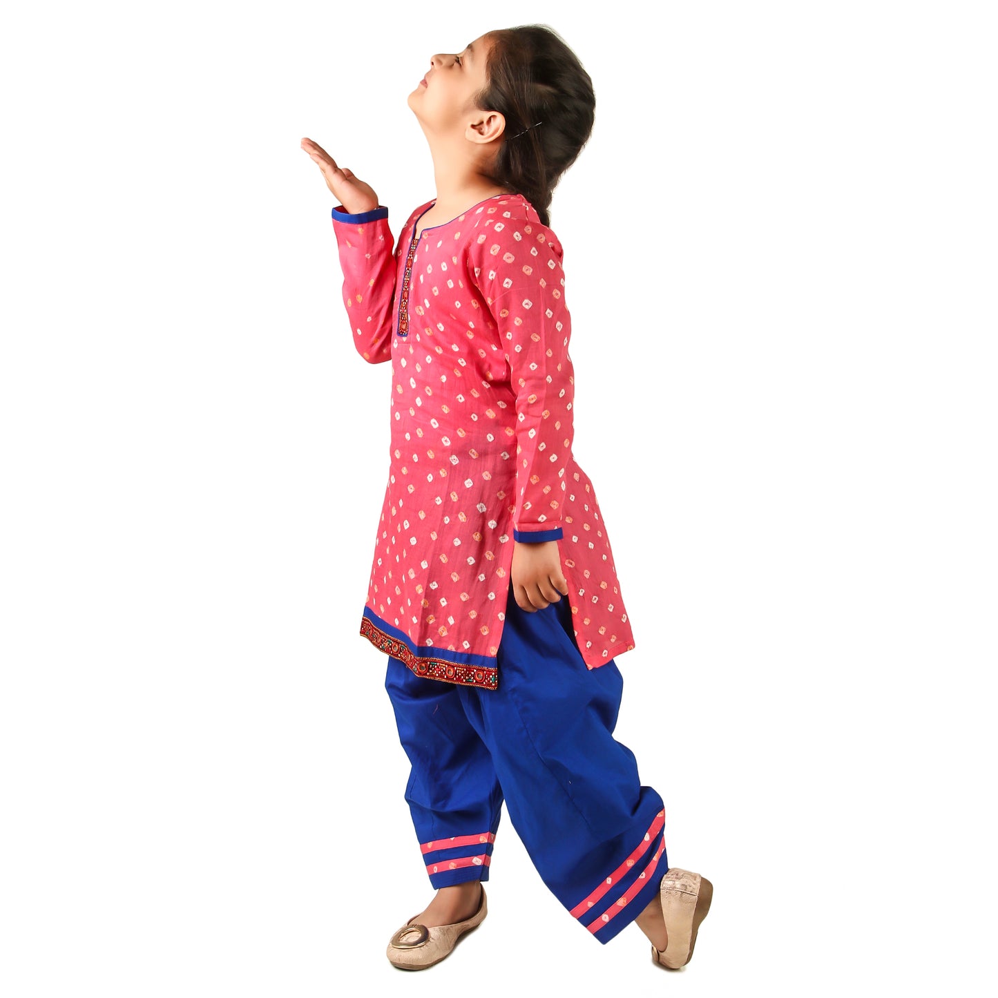 Pink Bandhani Salwar Suit for Girls, Ages 6 Months to 16 Years, Cotton, Tie-Dye