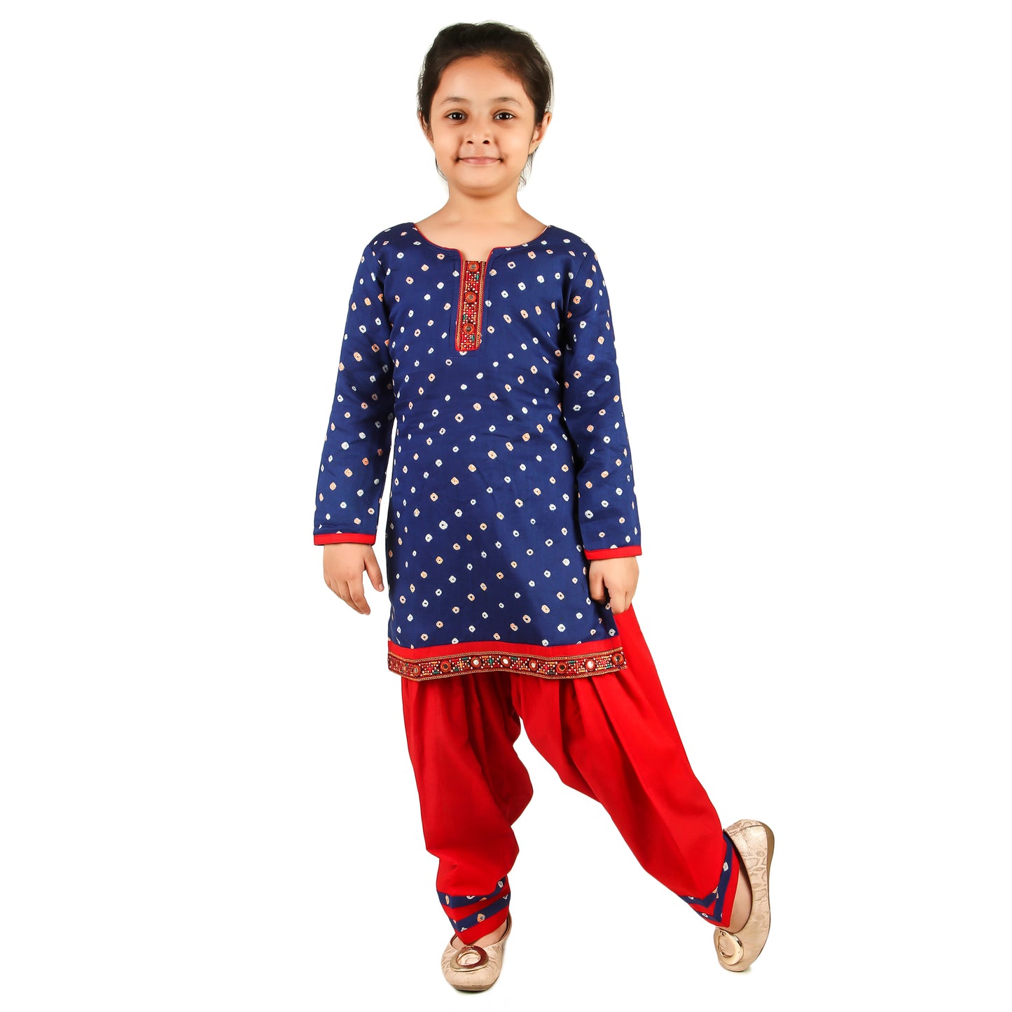 Blue Salwar Suit for Girls, Ages 6 Months to 16 Years, Cotton, Bandhani