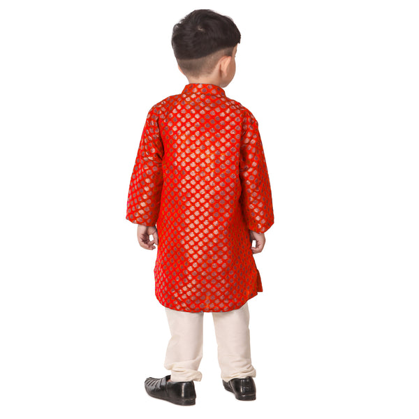 Red Kurta Pajama for Boys - Ages 0-16Y - Brocade Silk