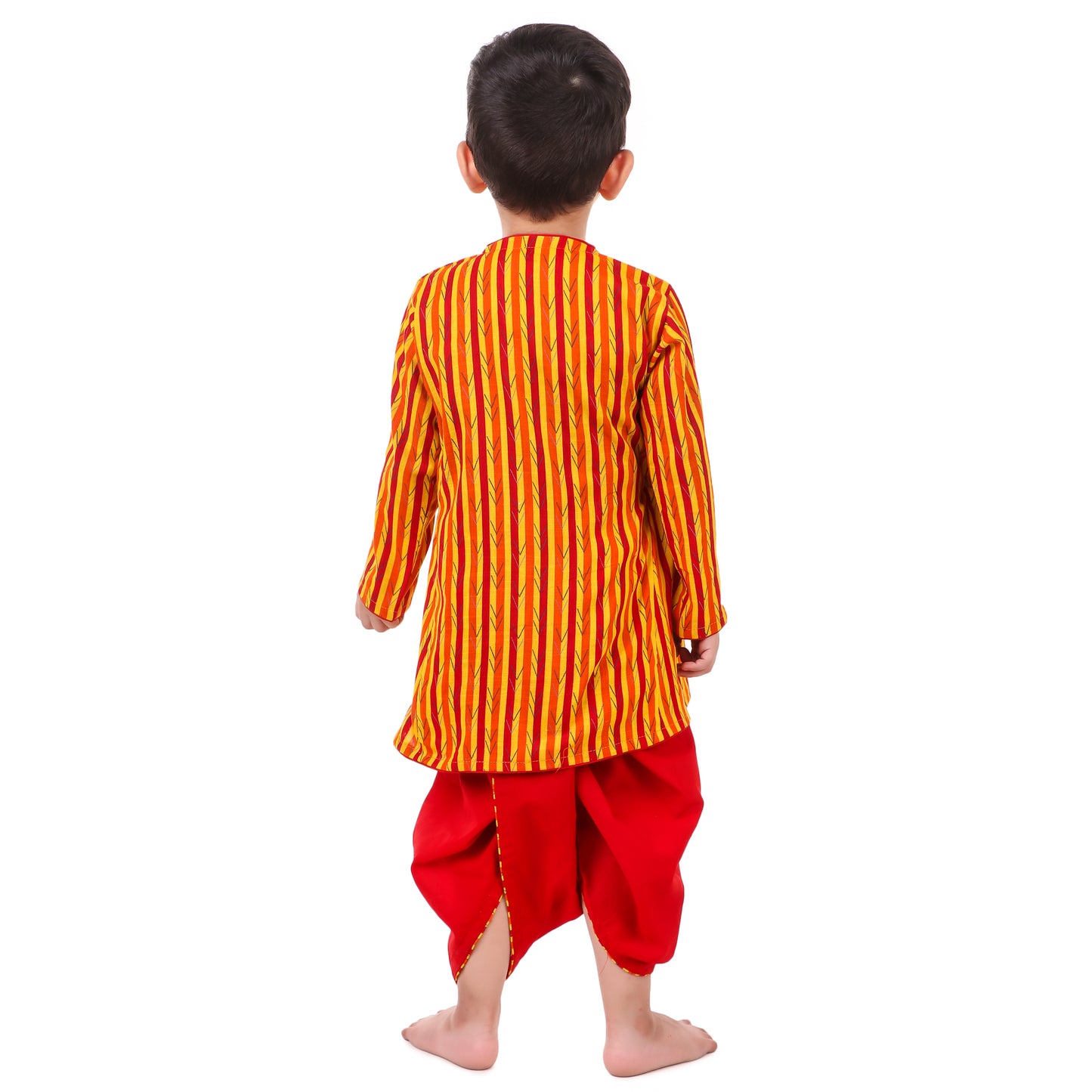 Multicolor Dhoti Kurta for Boys, Ages 3 Months-16 Years, Cotton, Angrakha Style, Striped