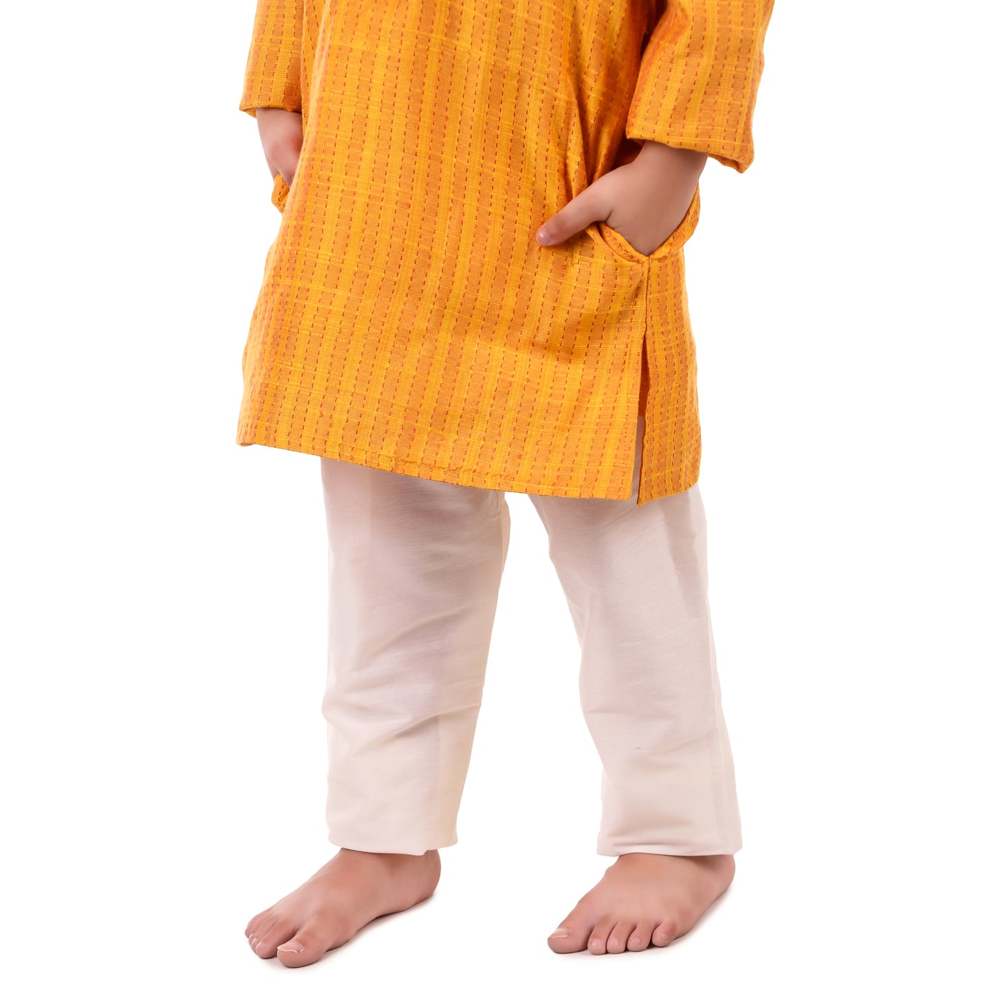 Yellow Kurta Pajama for Boys, Ages 0-16 Years, Cotton-Silk (with cotton lining)