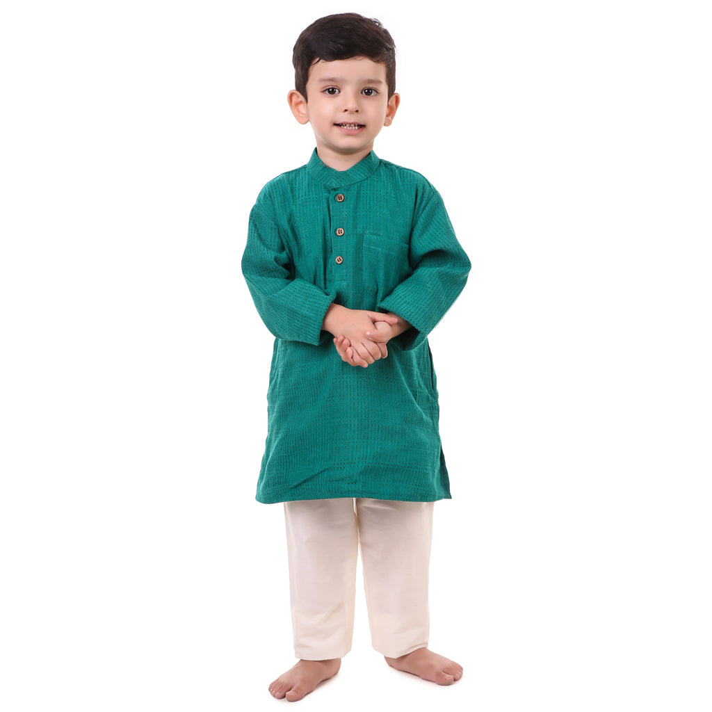 Teal Blue Kurta Pajama for Boys, Ages 0-16 Years, Cotton-Silk (with cotton lining)