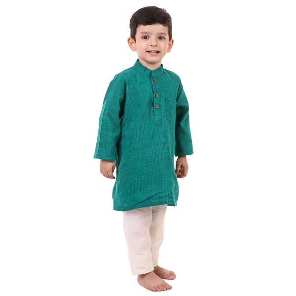 Teal Blue Kurta Pajama for Boys, Ages 0-16 Years, Cotton-Silk (with cotton lining)