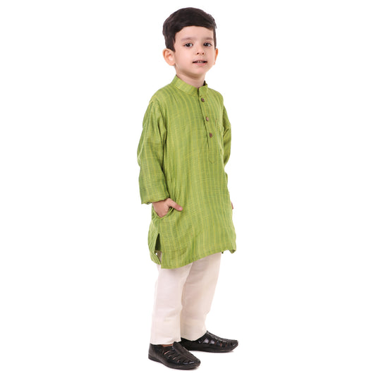 Green Kurta Pajama for Boys, Ages 0-16 Years, Cotton-Silk (with cotton lining)