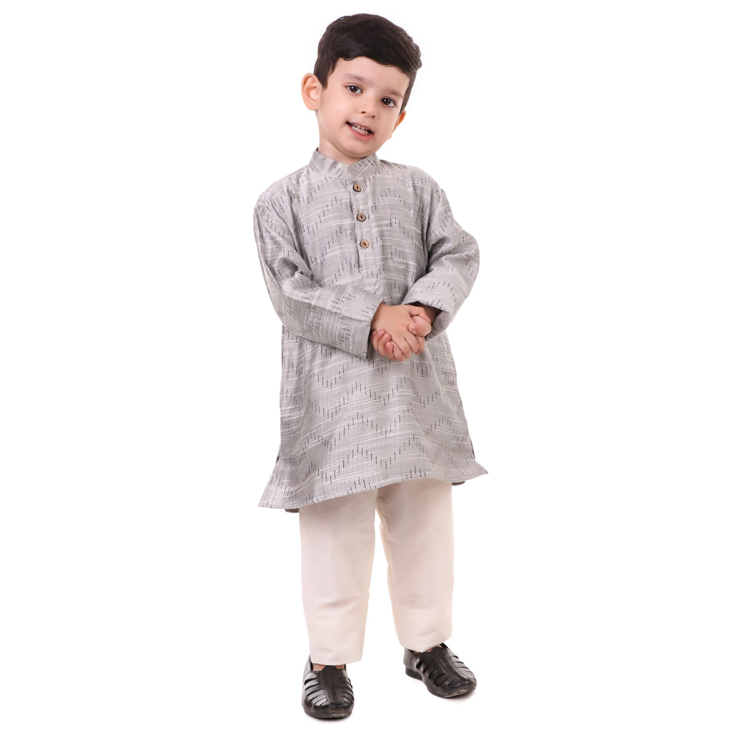 Grey Kurta Pajama for Boys, Ages 0-16 Years, Cotton-Silk (with cotton lining)