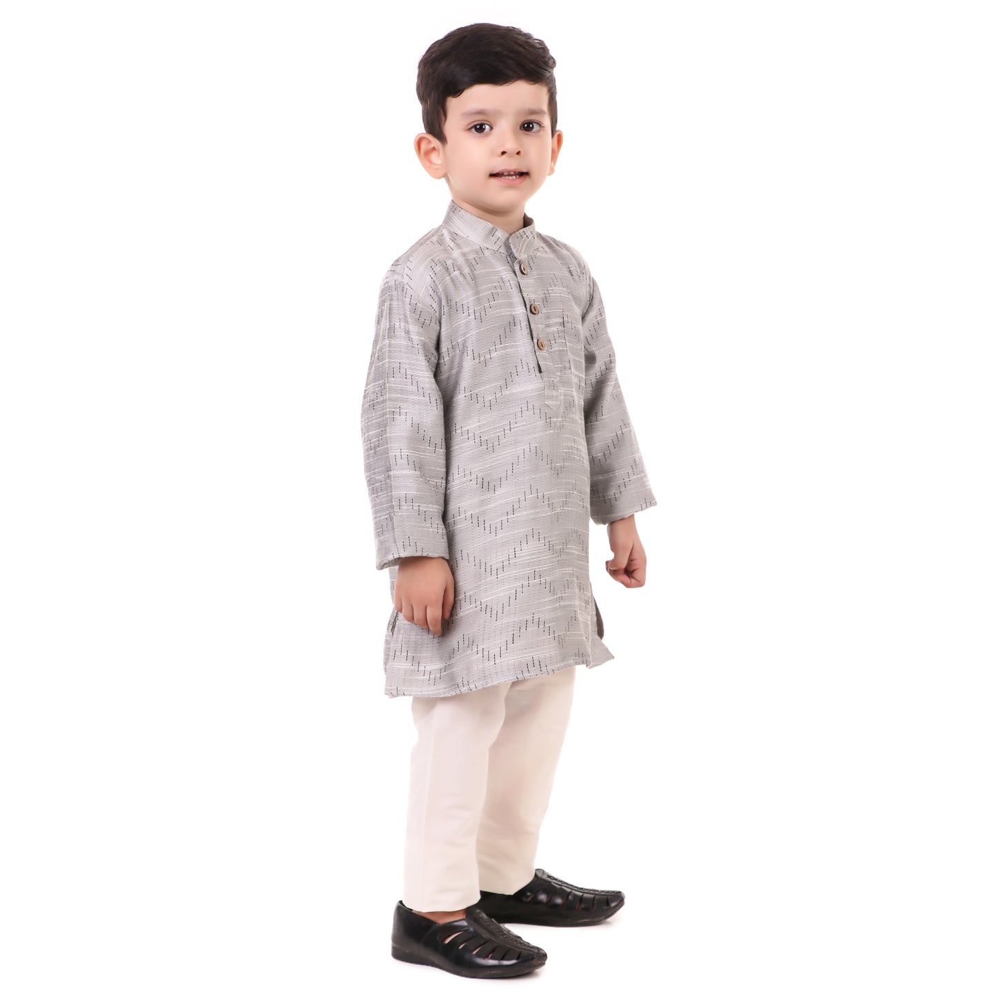 Grey Kurta Pajama for Boys, Ages 0-16 Years, Cotton-Silk (with cotton lining)