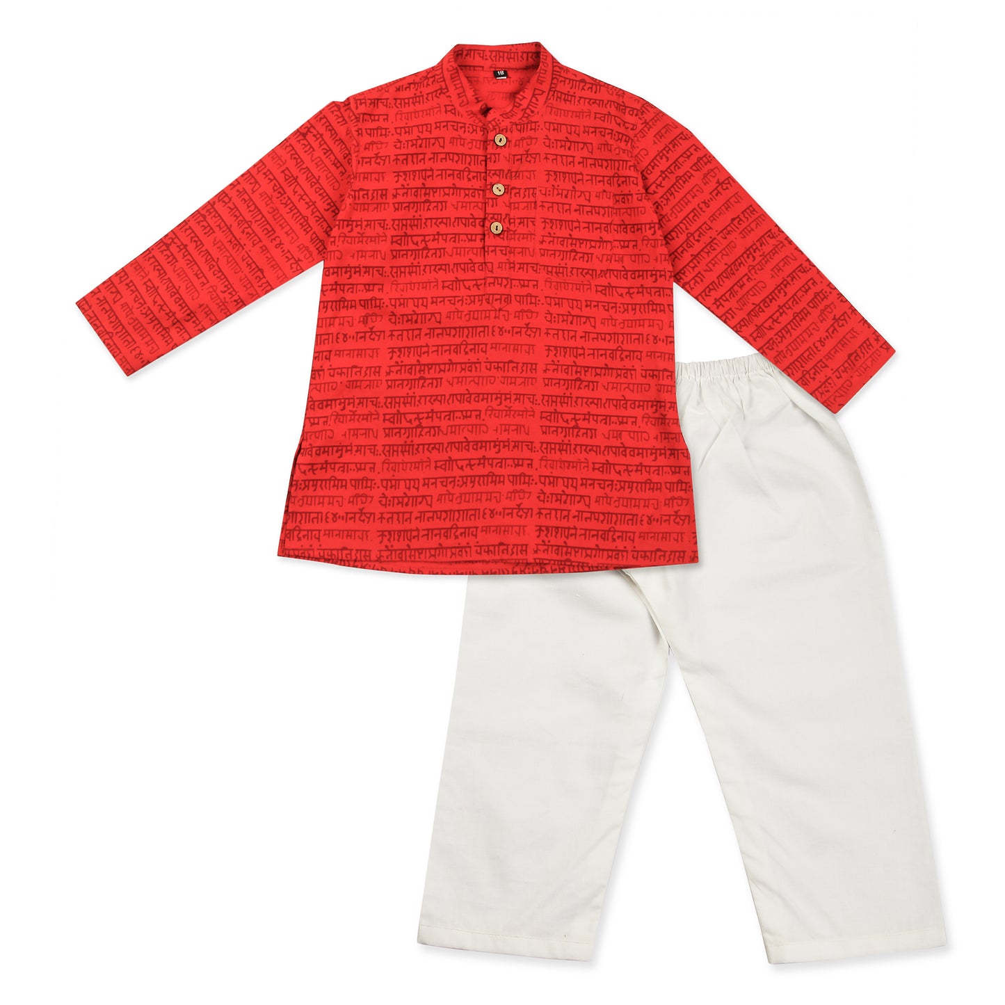 Red Kurta Pajama for Boys, Ages 0-16 Years, Cotton, Mantra Print