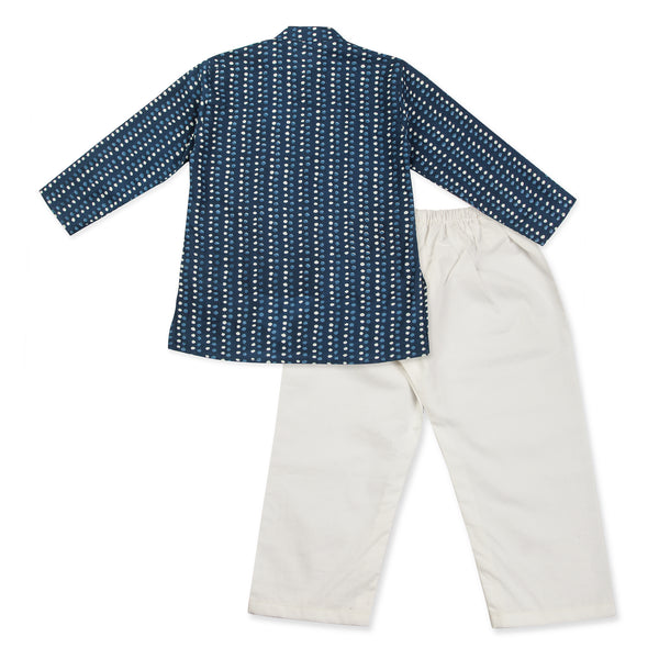 Indigo Blue Kurta Pajama for Boys, Ages 0-16 Years, Cotton, Indigo Print