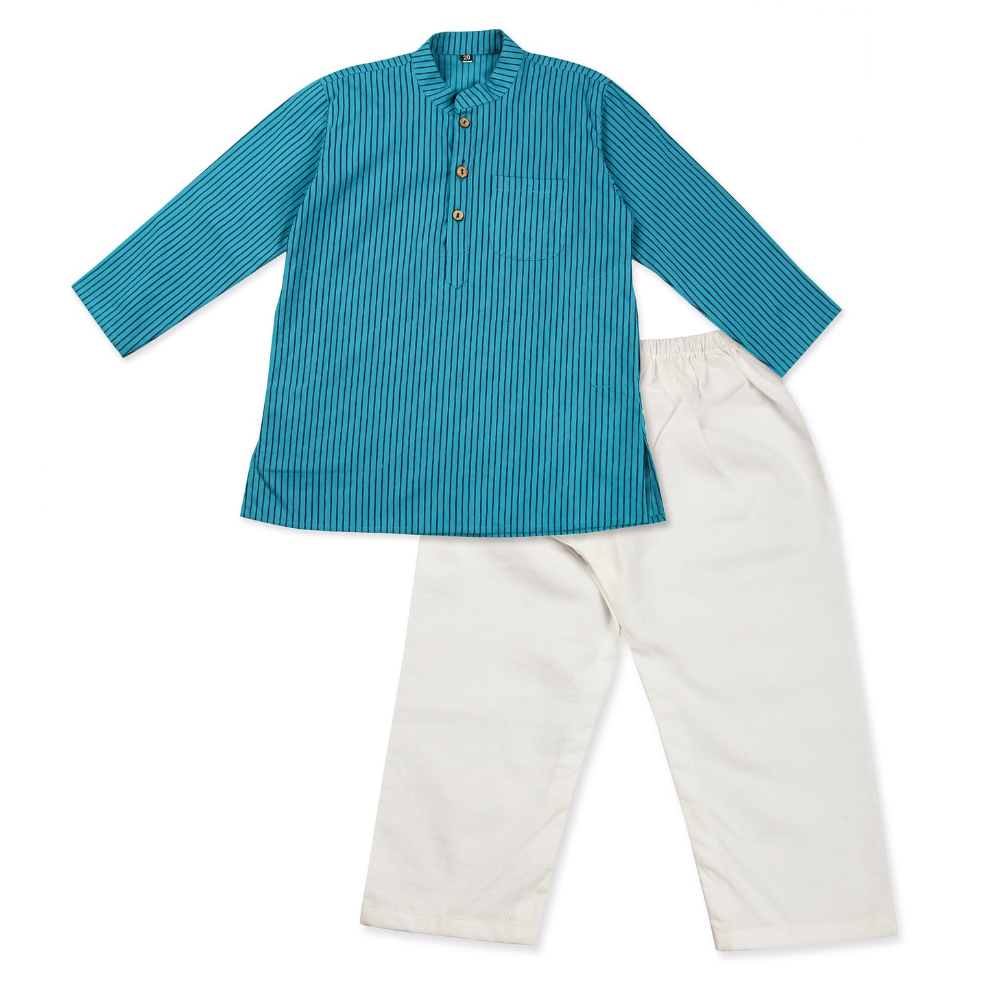 Sky Blue Kurta Pajama for Boys, Ages 0-16 Years, Cotton, Striped