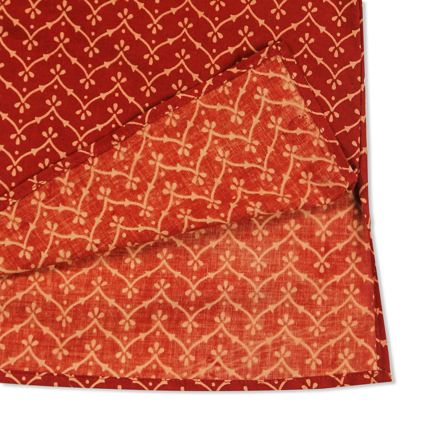 Vermillion Red Kurta Pajama for Boys, Ages 0-16 Years, Cotton, Block Print