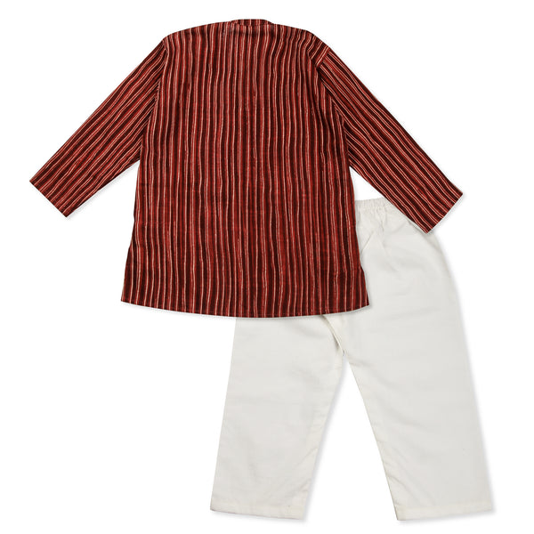 Maroon Kurta Pajama for Boys, Ages 0-16 Years, Cotton, Striped