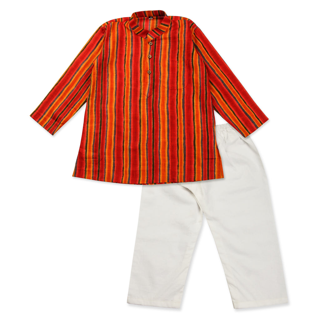 Multicolor Kurta Pajama for Boys, Ages 0-16 Years, Cotton, Striped
